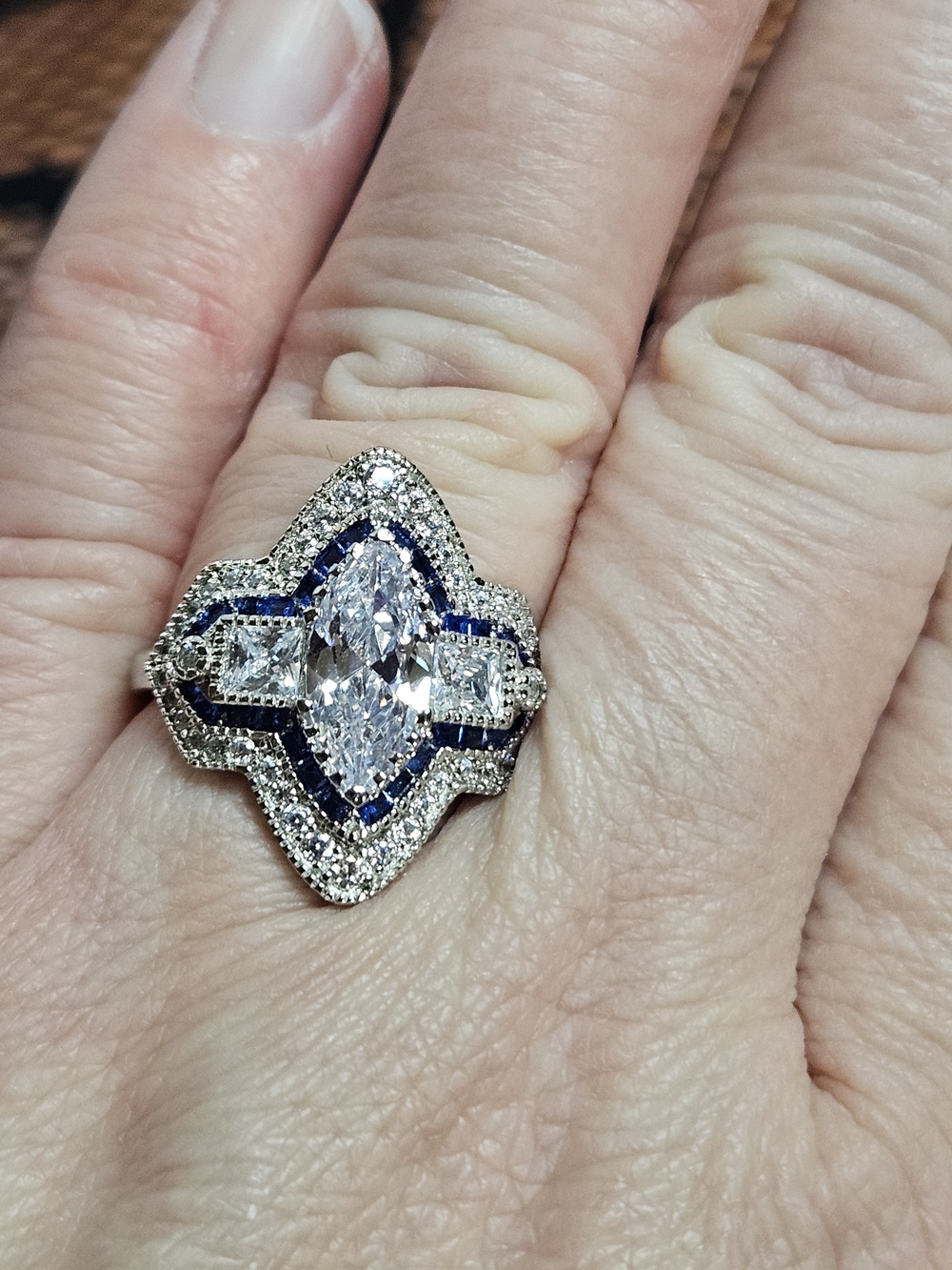 Blue Spinel Statement Ring 5.27 CTW Sterling Silver Size 8 - Picture 4 of 4